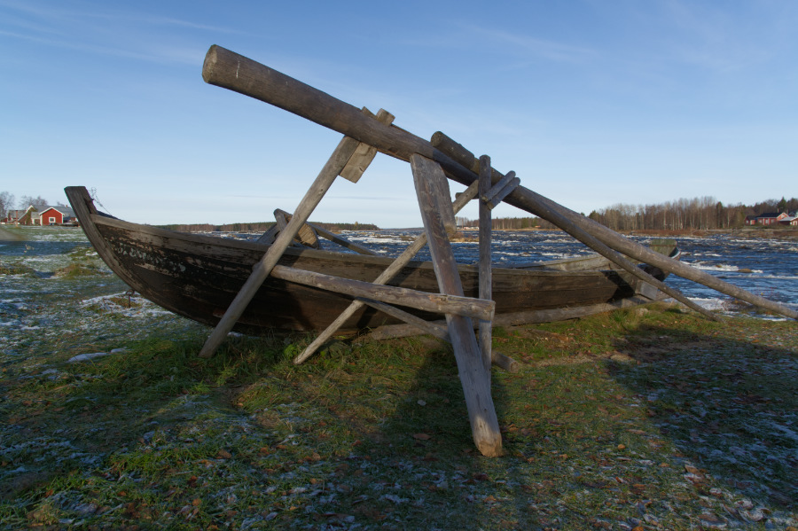 Boat at he riverside of the Torne, Sweden