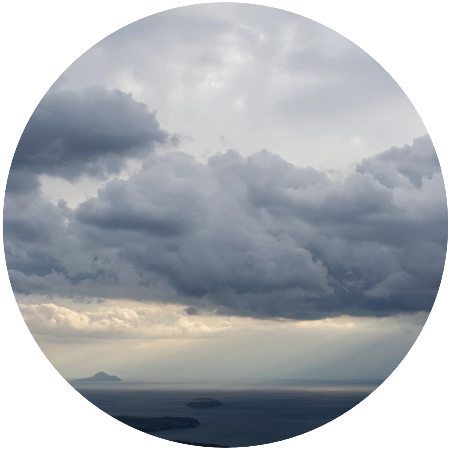 A thunder storm above Santorini