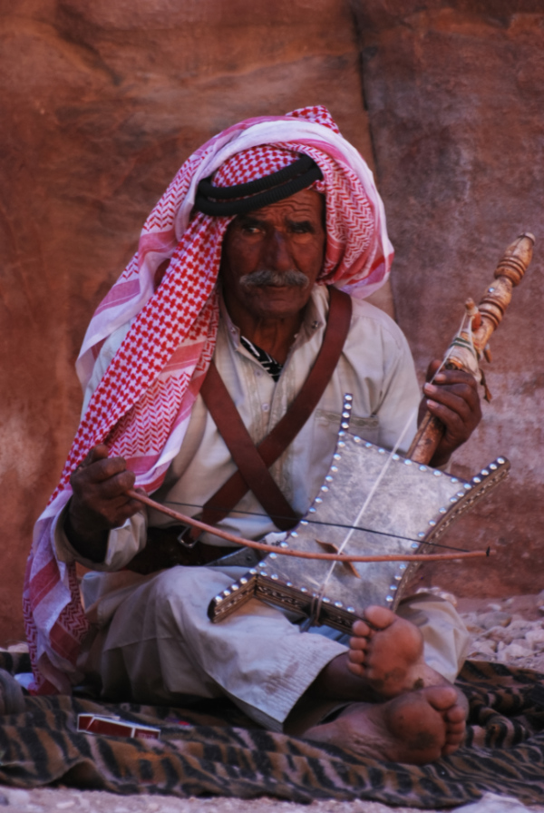 Musician with Rababah in historic Petra