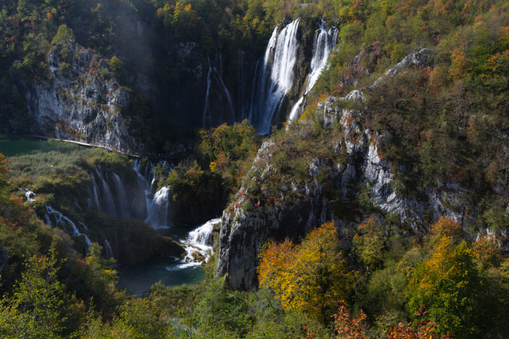 View over Plitvices lakes in autumn