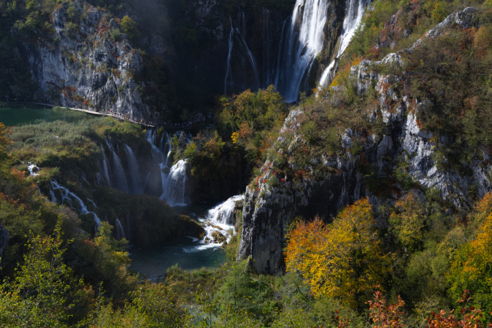 View over Plitvices lakes in autumn