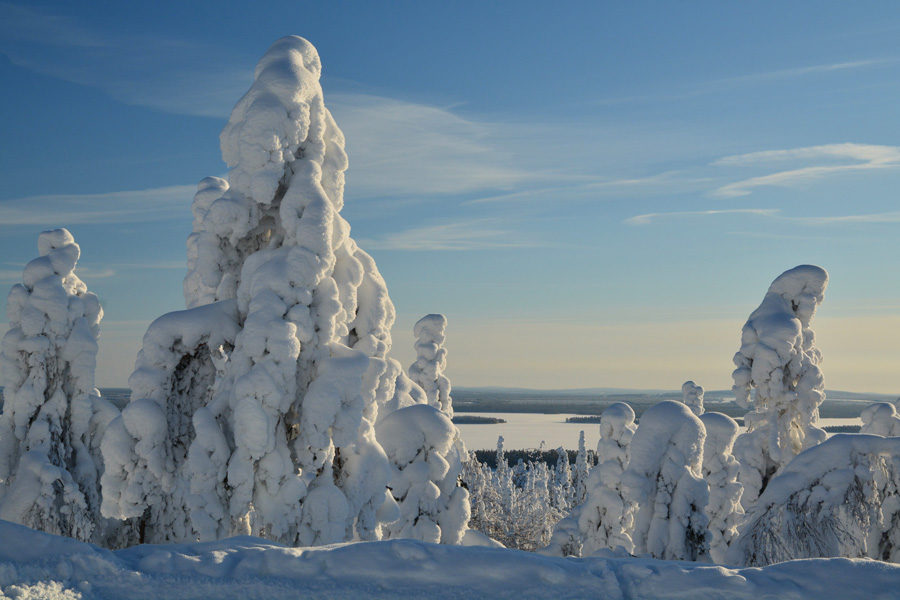 View from Posio, the frozen lakes of Finnish Lapland